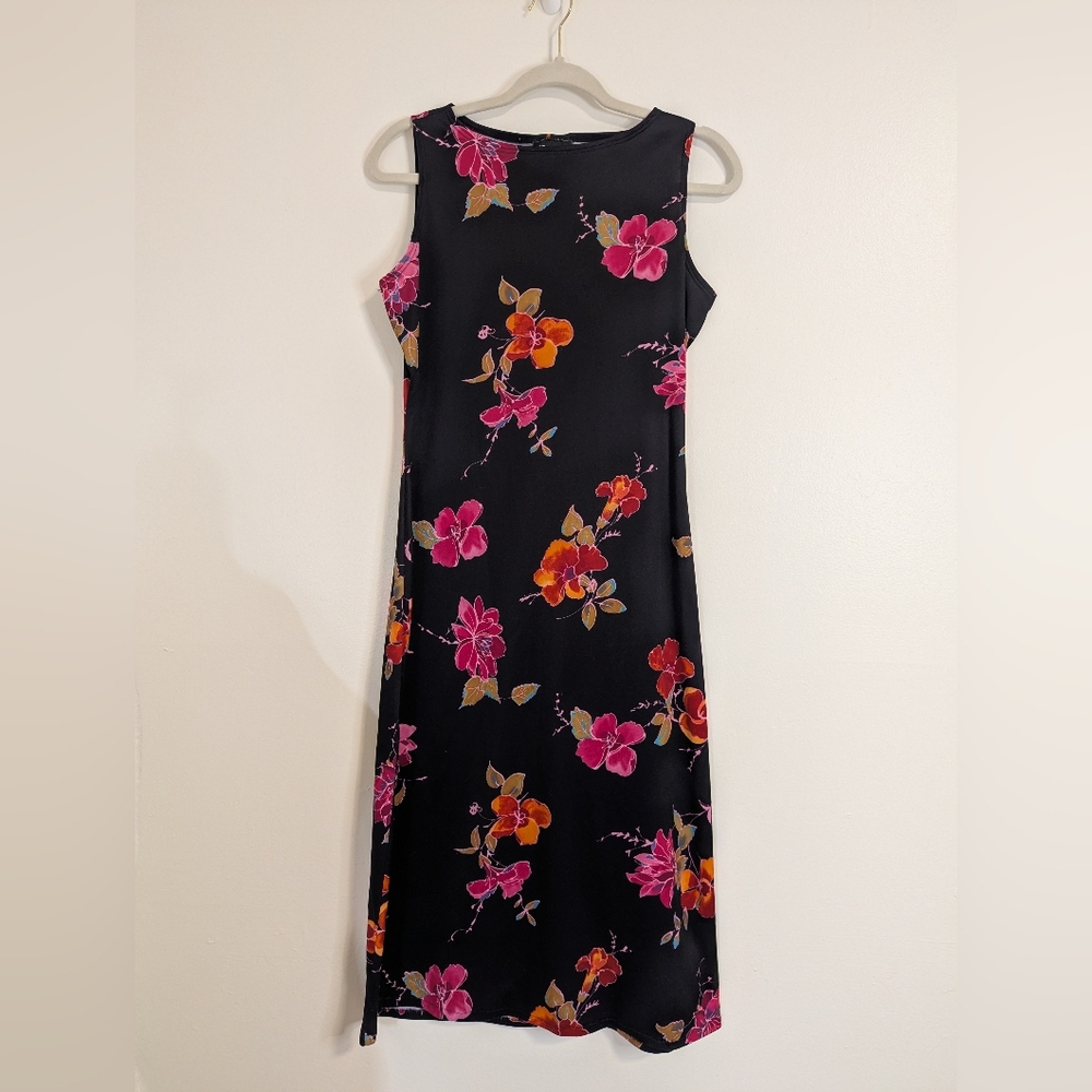 Vintage 90s 00s Made in USA‎ No Boundaries Floral Midi Dress Whimsigoth Grunge